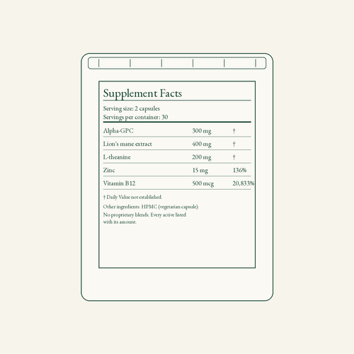 Weal Focus Supplement Facts panel